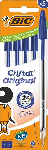 Bic Balpen Cristal medium blauw blister Ã  5 stuks - Foto 2