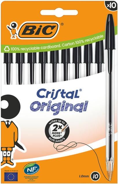 Bic Balpen Cristal medium zwart blister Ã  10 stuks