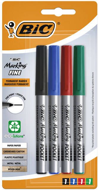 Bic permanent marker ECOlutions schrijfbreedte 1 1 mm fijne punt geassorteerde kleuren