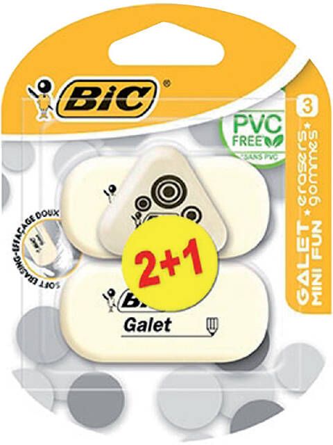 Bic Gum Galet pvc vrij zacht potlood wit blister Ã  3 stuks