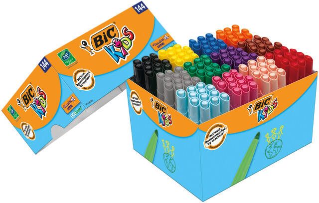 Bickids Kleurstift Bic Kids Ecolutions Visacolor XL Schoolbox 144 stuks assorti
