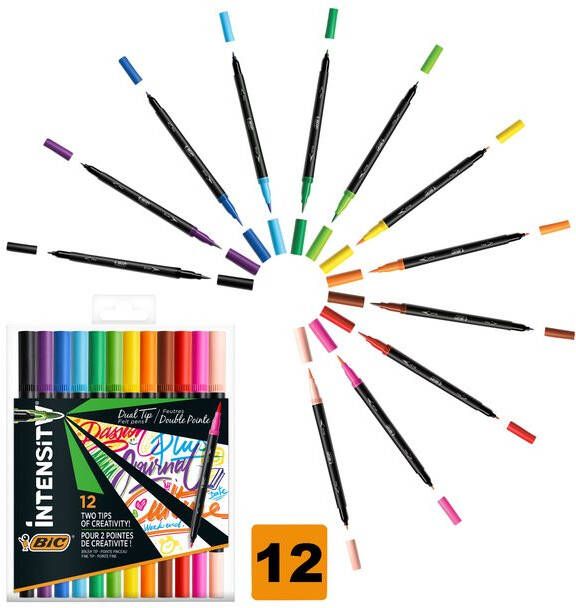 Bic Kleurstiften Intensity dual-tip assorti etuià 12 stuks