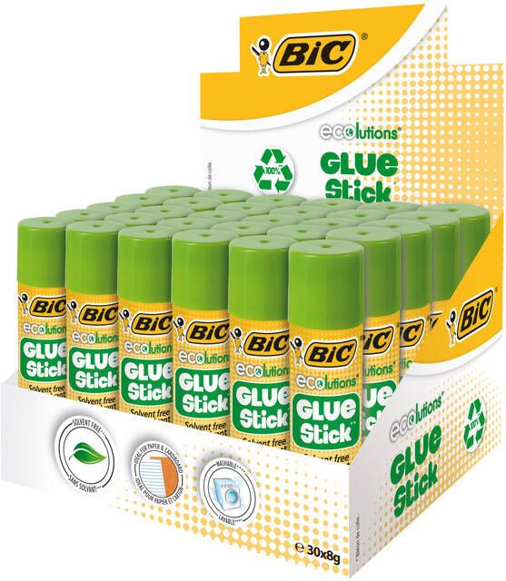 Bic plakstift Ecolutions 8 g display met 30 stuks