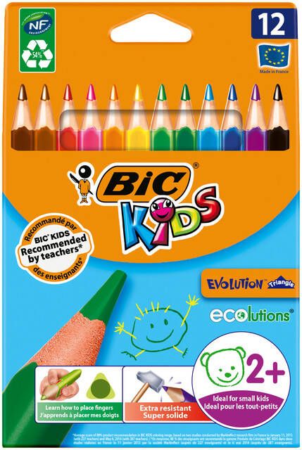 Bic Kids Bic kleurpotlood Ecolutions Evolution Triangle 12 potloden in een kartonnen etui