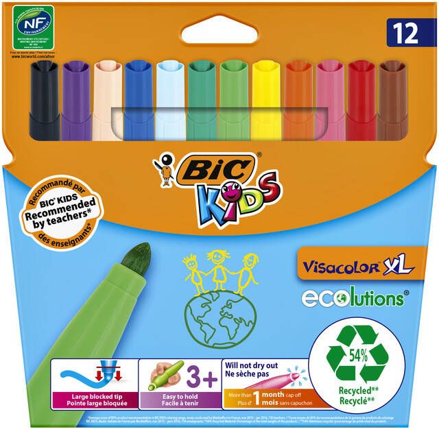 Bickids Kleurstift Bic Kids Ecolutions Visacolor XL ass