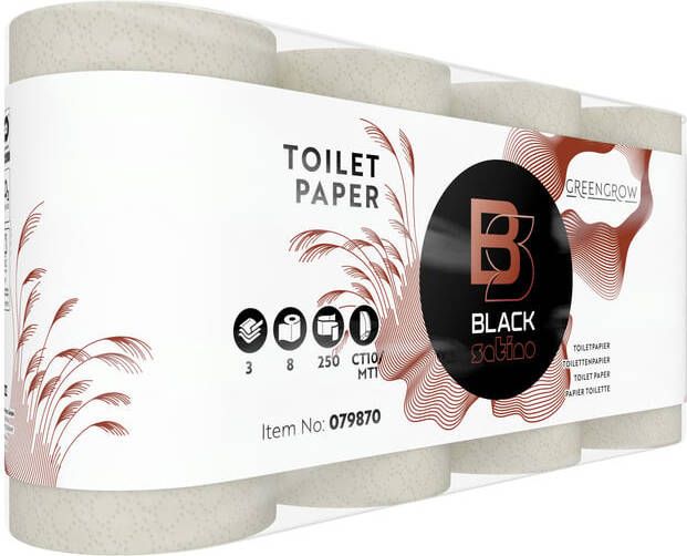 BlackSatino Toiletpapier GreenGrow CT10 3-laags 8x250vel naturel 079870