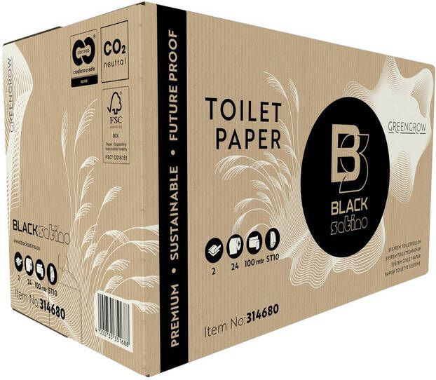 BlackSatino Toiletpapier GreenGrow ST10 systeemrol 2-laags 712vel naturel 314680