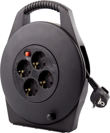 BRASQ Kabelhaspel 4 voudig 10 meter zwart