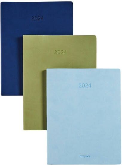 Brepols Agenda 2024 Timing Colora 7dagen 2pagina's groen lichtblauw donkerblauw