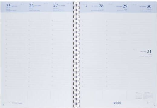 Brepols Agendavulling 2026 Timing 7dagen 2pagina's spiraal wit