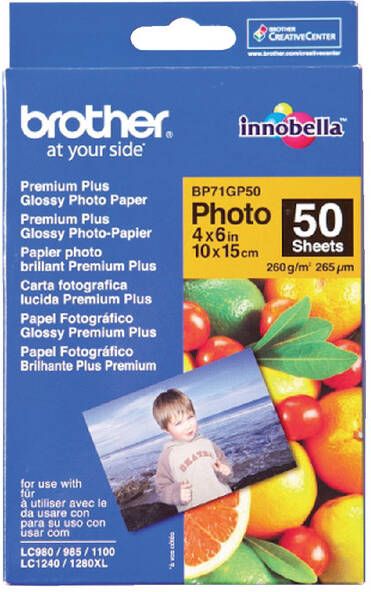 Brother BP71GP50 Premium Glossy Photo Paper pak fotopapier Wit (BP-71GP50)