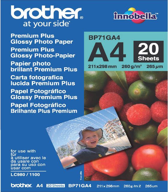 Brother fotopapier glossy ft A4 260 g pak van 20 vel