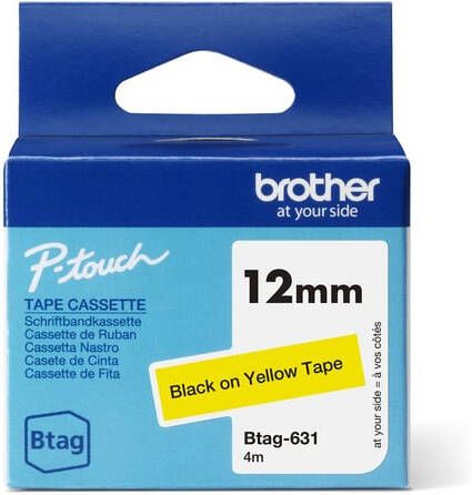 Brother Labeltape P-touch Btag-631 standaard 12mm zwart op geel