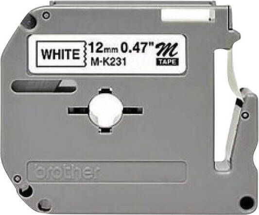 Brother Labeltape P-touch M-K231 ongelamineerd 12mm zwart op wit
