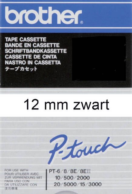 Brother Labeltape P-touch TC-201 12mm zwart op wit