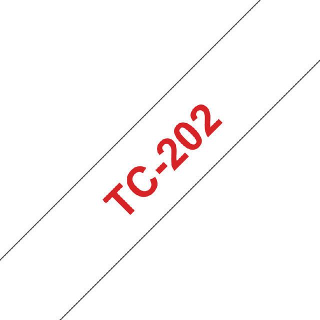 Brother Labeltape P-touch TC-202 12mm rood op wit - Foto 3