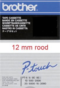 Brother Labeltape P touch TC 202 12mm rood op wit