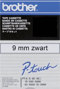 Brother Labeltape P-touch TC-M91 9mm zwart op transparant