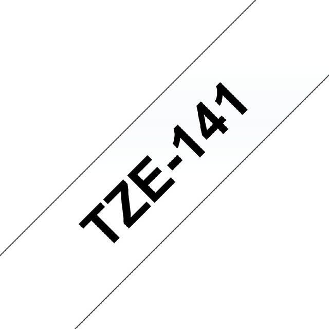 Brother Labeltape P-touch TZE-141 18mm zwart op transparant - Foto 1