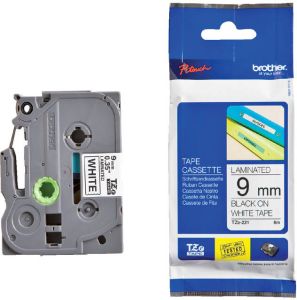 Brother Labeltape P touch TZE 221 9mm zwart op wit