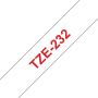 Brother Labeltape P touch TZE 232 12mm rood op wit - Thumbnail 1