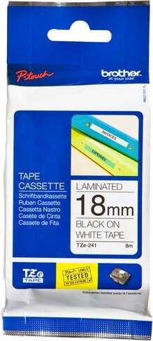 Brother Labeltape P-touch TZe-241 standaard 18mm zwart op wit