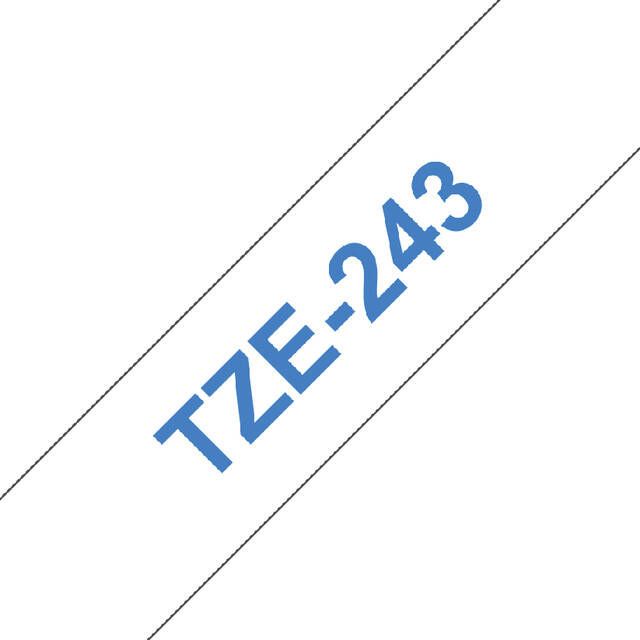 Brother Labeltape P-touch TZE-243 18mm blauw op wit - Foto 1