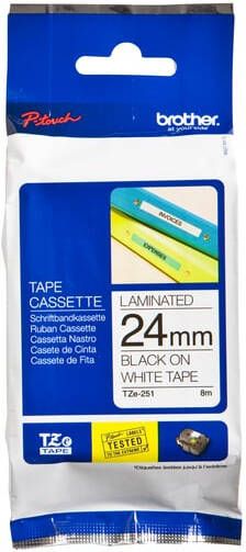 Brother Labeltape P-touch TZe-251 standaard 24mm zwart op wit