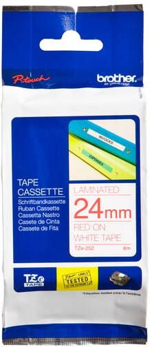 Brother Labeltape P-touch TZe-252 standaard 24mm rood op wit