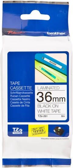 Brother Labeltape P-touch TZe-261 standaard 36mm zwart op wit