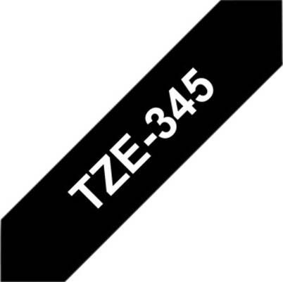 Brother Labeltape P-touch TZE-345 18mm wit op zwart