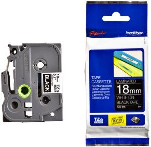 Brother Labeltape P-touch TZE-345 18mm wit op zwart