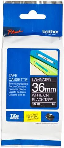 Brother Labeltape P-touch TZe-365 standaard 36mm wit op zwart