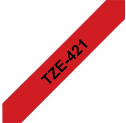 Brother Labeltape P touch TZE 421 9mm zwart op rood