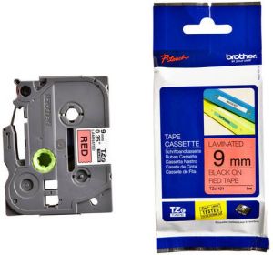 Brother Labeltape P-touch TZE-421 9mm zwart op rood