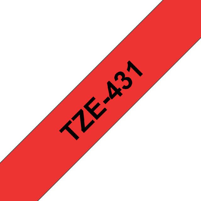 Brother Labeltape P touch TZE 431 12mm zwart op rood - Foto 1