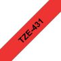 Brother Labeltape P touch TZE 431 12mm zwart op rood - Thumbnail 1