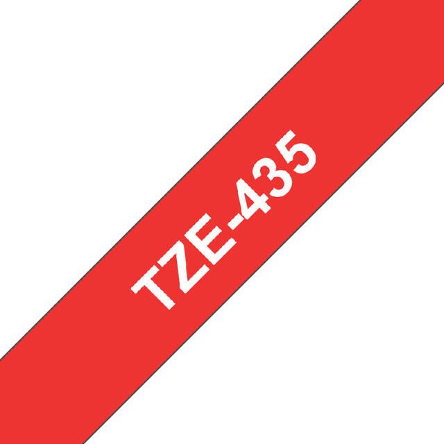 Brother Labeltape P-touch TZE-435 12mm wit op rood