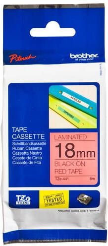Brother Labeltape P-touch TZe-441 standaard 18mm zwart op rood