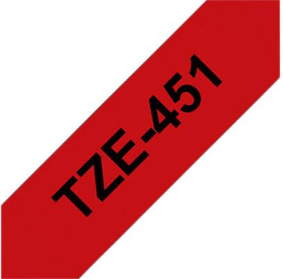 Brother Labeltape P-touch TZE-451 24mm zwart op rood