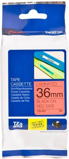 Brother Labeltape P-touch TZe-461 standaard 36mm zwart op rood