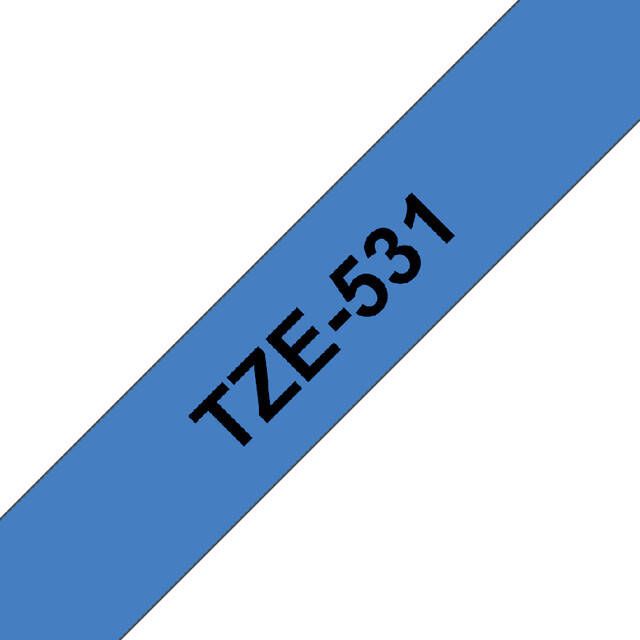 Brother Labeltape P touch TZE 531 12mm zwart op blauw - Foto 1