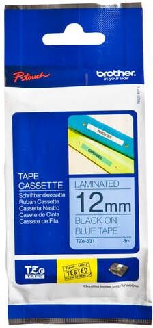 Brother Labeltape P-touch TZe-531 standaard 12mm zwart op blauw
