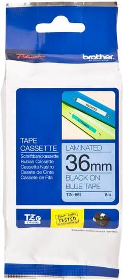 Brother Labeltape P-touch TZe-561 standaard 36mm zwart op blauw