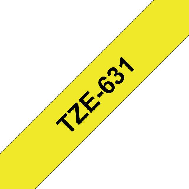Brother Labeltape P touch TZE 631 12mm zwart op geel - Foto 2