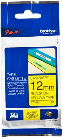Brother Labeltape P-touch TZe-631 standaard 12mm zwart op geel