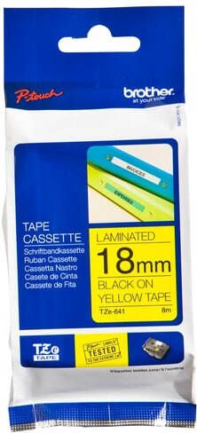Brother Labeltape P-touch TZe-641 standaard 18mm zwart op geel