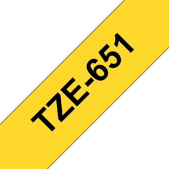 Brother Labeltape P touch TZE 651 24mm zwart op geel - Foto 2