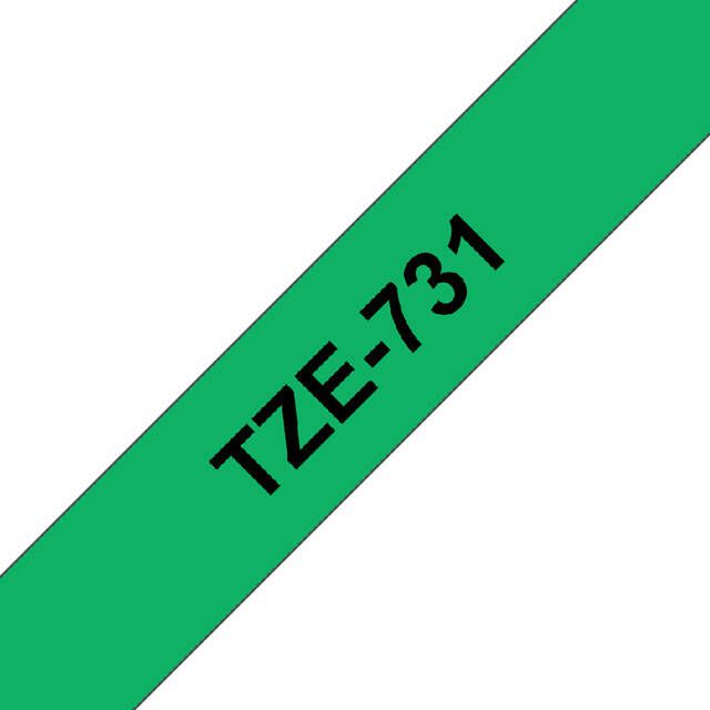 Brother Labeltape P touch TZE 731 12mm zwart op groen - Foto 2