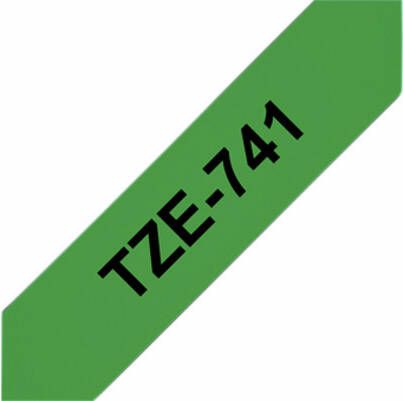 Brother Labeltape P-touch TZE-741 18mm zwart op groen - Foto 2
